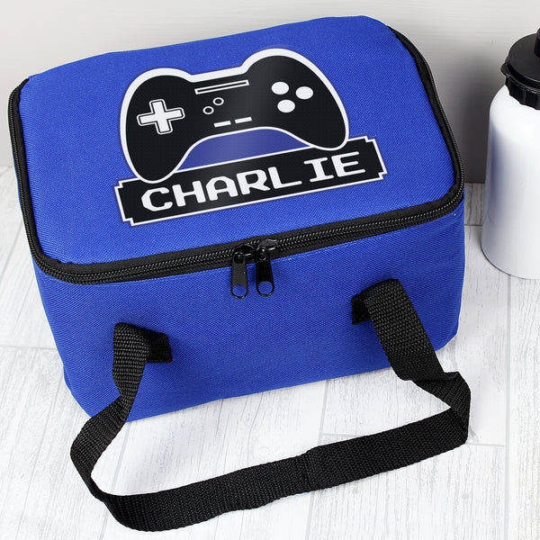 Buy Personalised Gaming Blue Lunch Bag available now at www.giftsfinder.co.uk