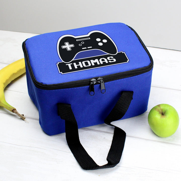 Personalised Gaming Blue Lunch Bag - part of the Gifts Finder Personalised Lunch Bags collection