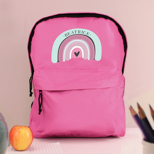 Buy Personalised Rainbow Pink Backpack at www.giftsfinder.co.uk