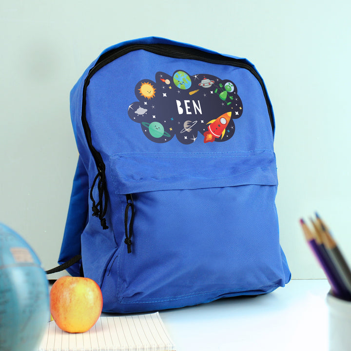 Personalised Space Blue Backpack