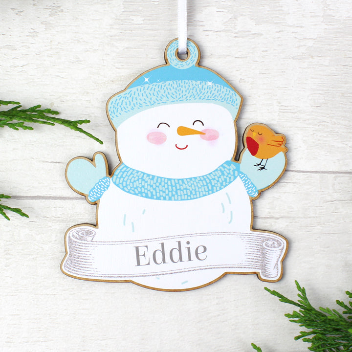 Buy Personalised Set of Four Colourful Christmas Characters Wooden Hanging Decorations at www.giftsfinder.co.uk