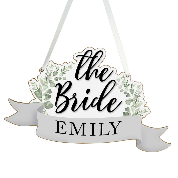 Buy Personalised The Bride Wooden Hanging Decoration at www.giftsfinder.co.uk