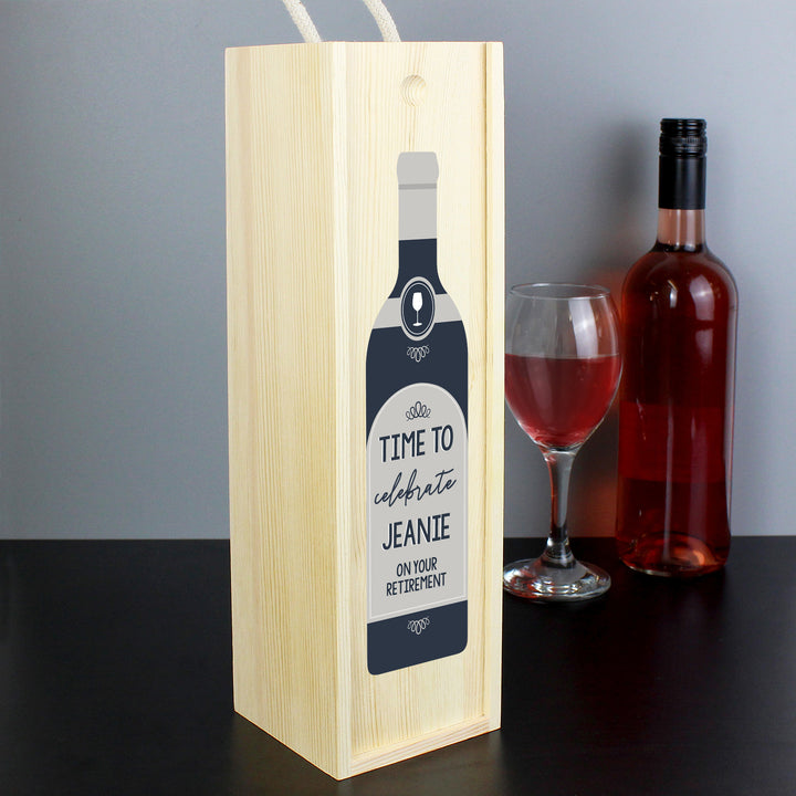 Personalised Free Text Grey Wooden Wine Bottle Box - part of the Gifts Finder Personalised Wine Boxes collection