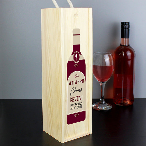 Buy Personalised Free Text Red Wooden Wine Bottle Box at www.giftsfinder.co.uk