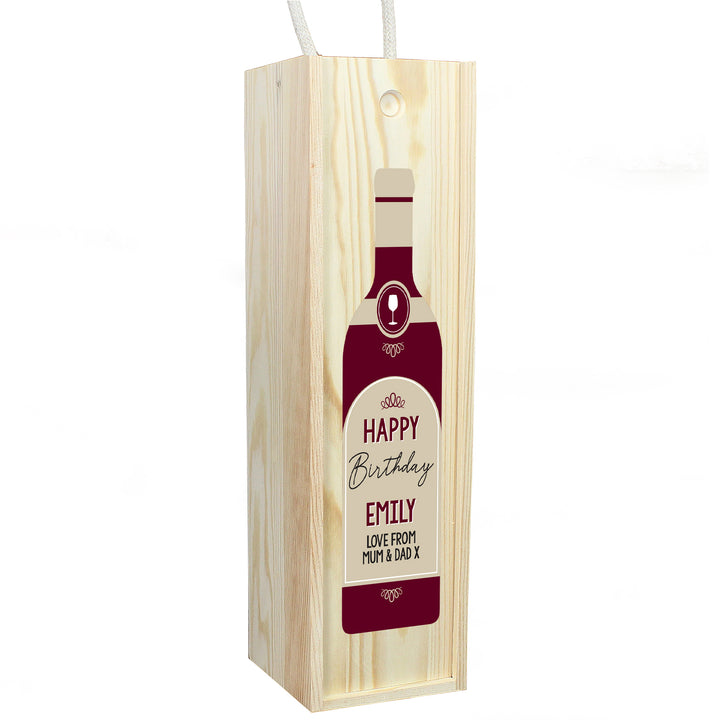 Personalised Free Text Red Wooden Wine Bottle Box - part of the Gifts Finder Personalised Wine Boxes collection