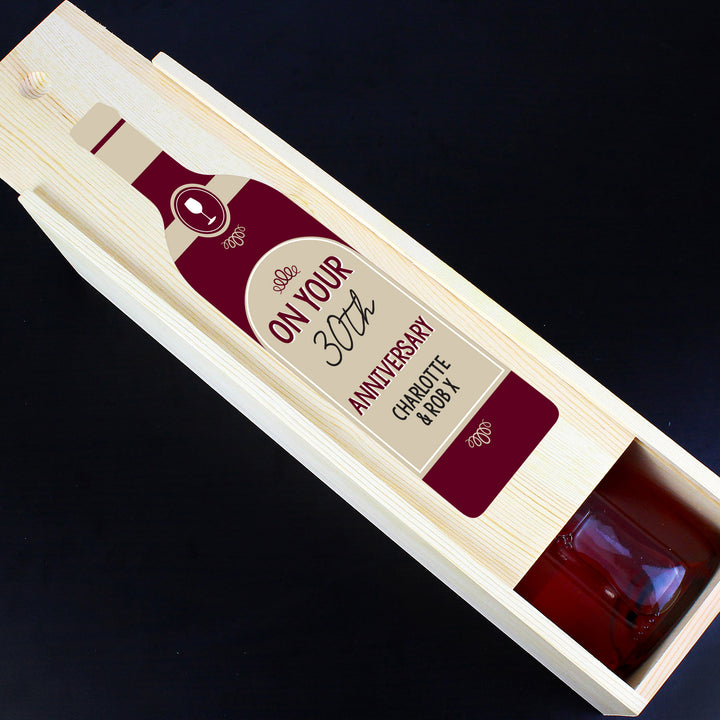 Personalised Free Text Red Wooden Wine Bottle Box - part of the Gifts Finder Personalised Wine Boxes collection