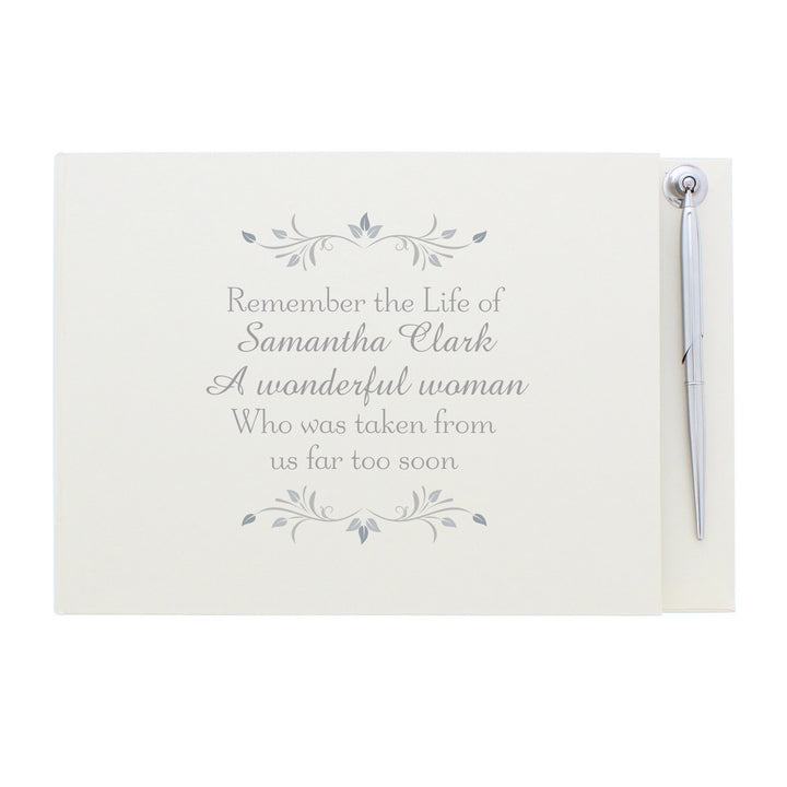 Personalised Sentiments Hardback Guest Book & Pen in gift category Personalised Guest Book & Pen Sets