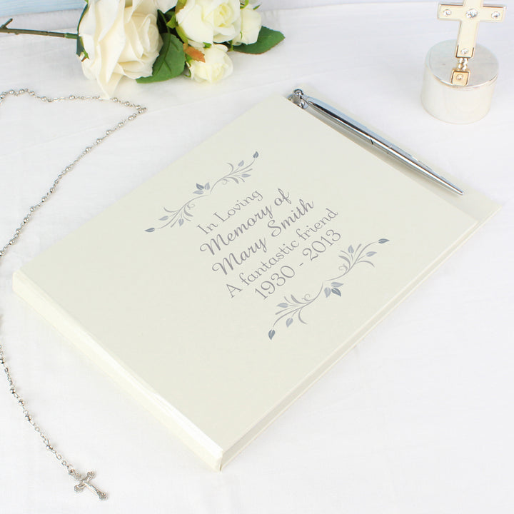 Personalised Sentiments Hardback Guest Book & Pen in gift category Personalised Guest Book & Pen Sets