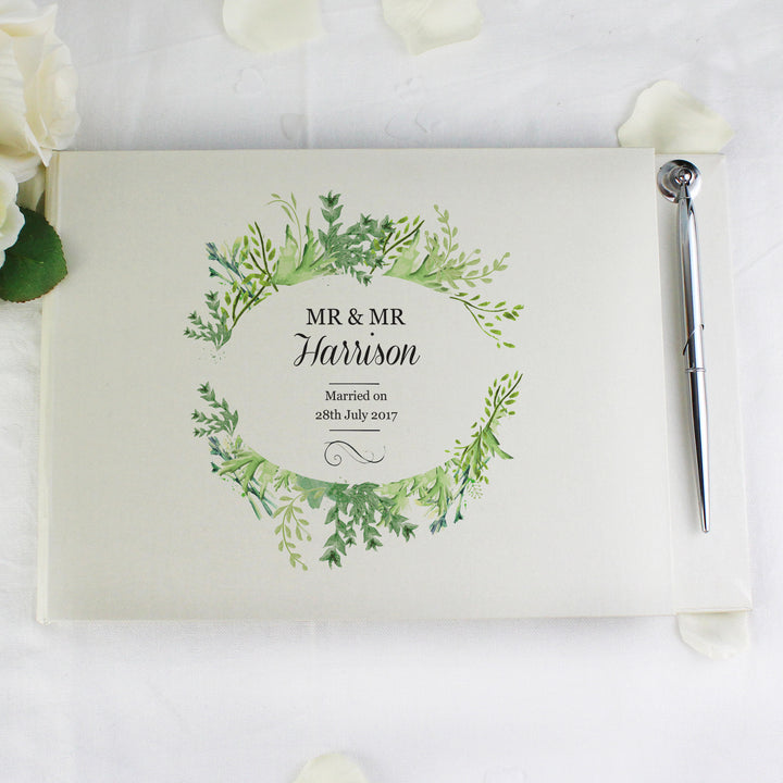 Buy Personalised Fresh Botanical Hardback Guest Book & Pen at www.giftsfinder.co.uk