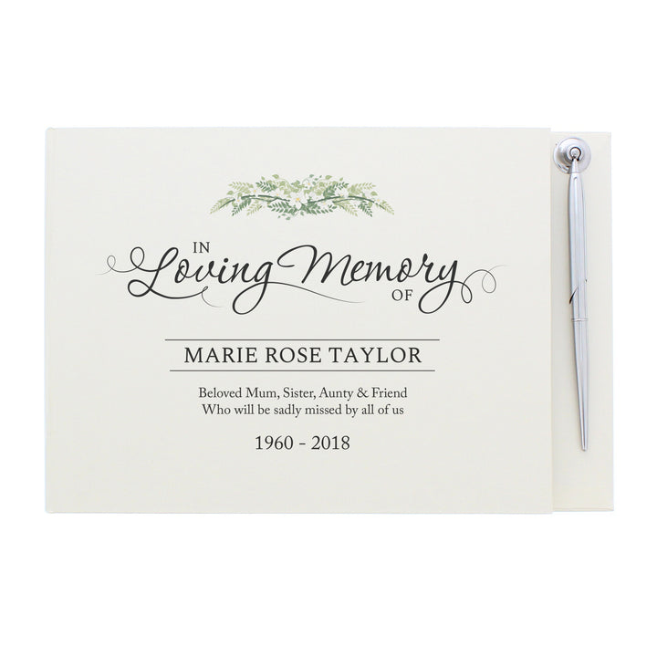 Buy Personalised In Loving Memory Hardback Guest Book & Pen at www.giftsfinder.co.uk