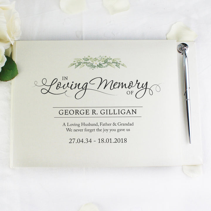 Buy Personalised In Loving Memory Hardback Guest Book & Pen at www.giftsfinder.co.uk