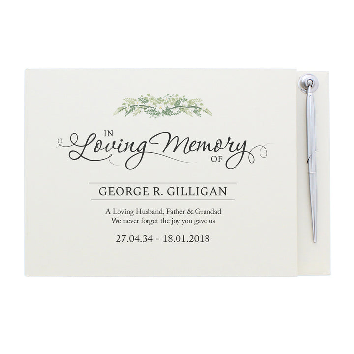 Buy Personalised In Loving Memory Hardback Guest Book & Pen at www.giftsfinder.co.uk