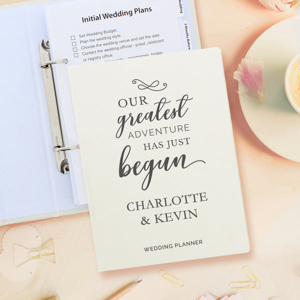 Buy Personalised Our Greatest Adventure Wedding Planner at www.giftsfinder.co.uk