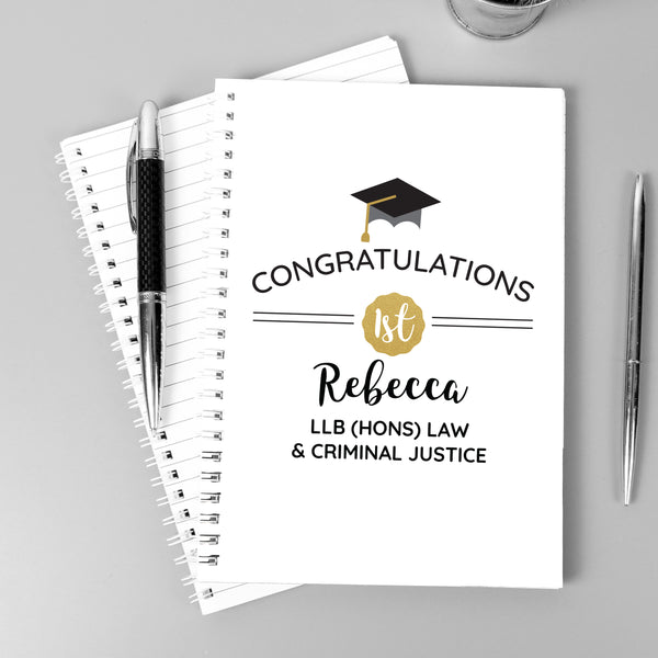 Buy Personalised Graduation A5 Notebook at www.giftsfinder.co.uk