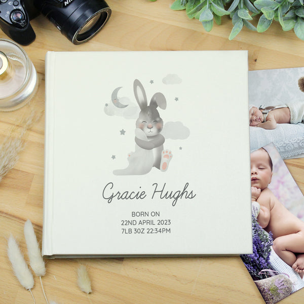 Buy Personalised Baby Bunny Square Photo Album available now at www.giftsfinder.co.uk