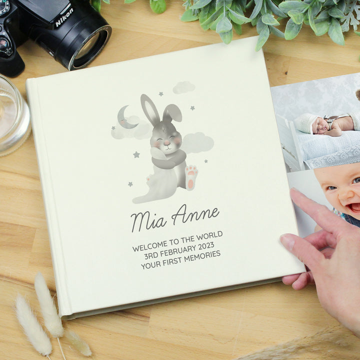 Buy Personalised Baby Bunny Square Photo Album available now at www.giftsfinder.co.uk