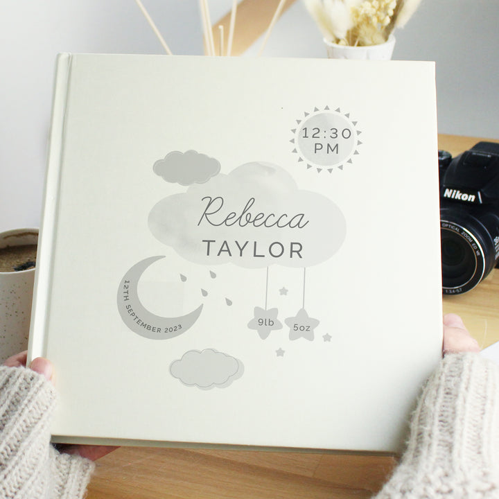 Personalised New Baby Moon & Stars Album With Sleeves - part of the Gifts Finder Personalised Photo Albums collection