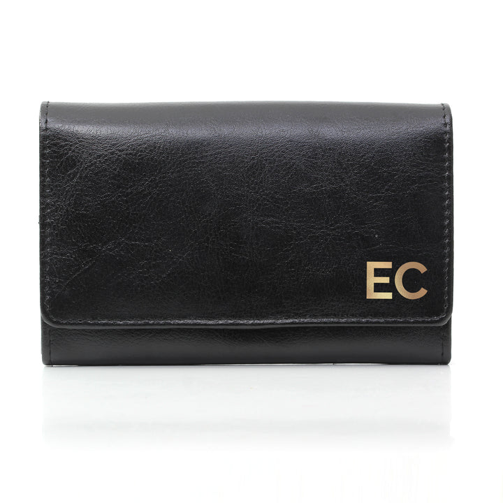 Buy Personalised Gold Initials Black Purse at www.giftsfinder.co.uk