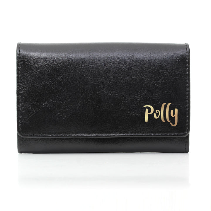 Buy Personalised Gold Name Black Purse at www.giftsfinder.co.uk