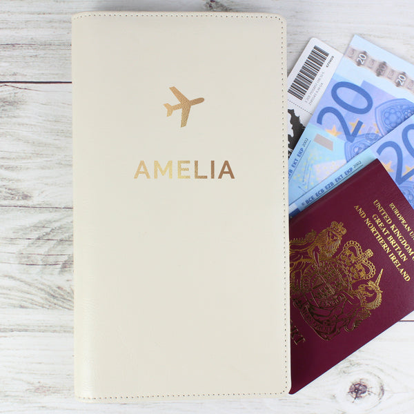 Buy Personalised Gold Name Travel Document Holder at www.giftsfinder.co.uk