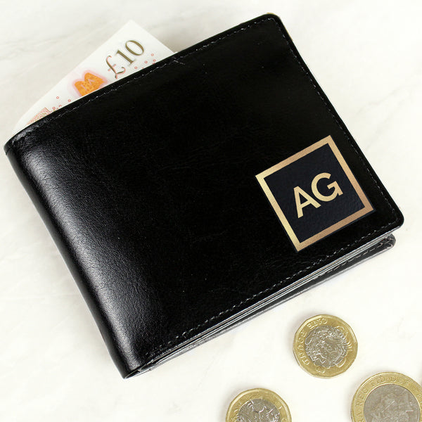 Buy Personalised Gold Initials Leather Wallet at www.giftsfinder.co.uk