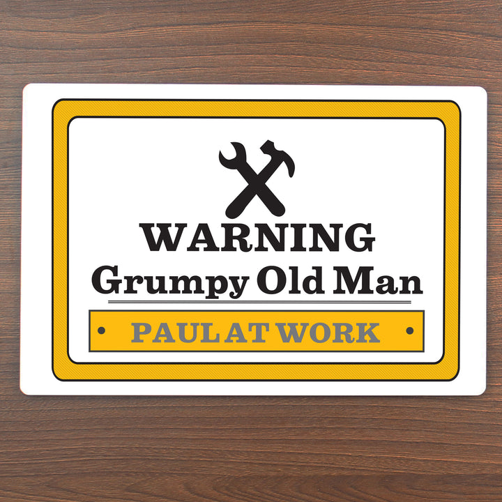 Buy Personalised Man At Work Sign available now at www.giftsfinder.co.uk