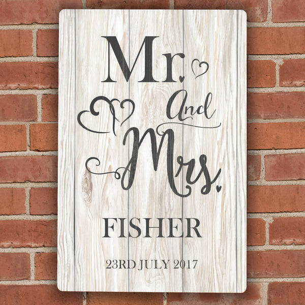 Buy Personalised Mr & Mrs Metal Sign at www.giftsfinder.co.uk