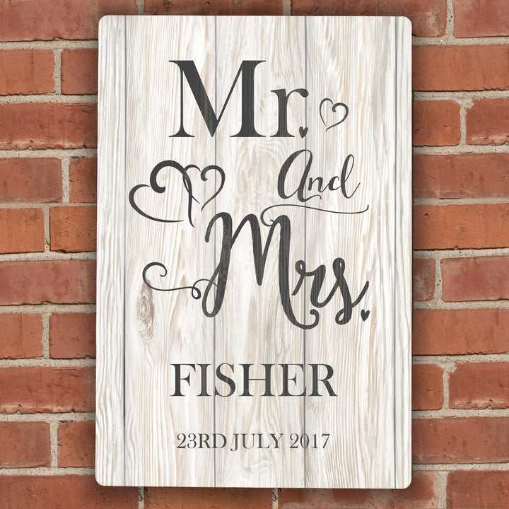 Personalised Mr & Mrs Metal Sign - part of the Gifts Finder Personalised Wedding Gifts collection