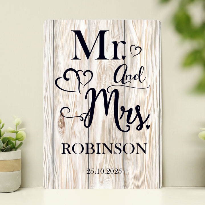 Personalised Mr & Mrs Metal Sign - part of the Gifts Finder Personalised Wedding Gifts collection