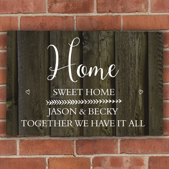 Buy Personalised Walnut Wood Grain Metal Sign at www.giftsfinder.co.uk