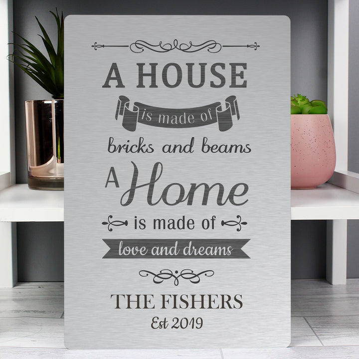 Buy Personalised 'A House Is Made Of...' Metal Sign at www.giftsfinder.co.uk