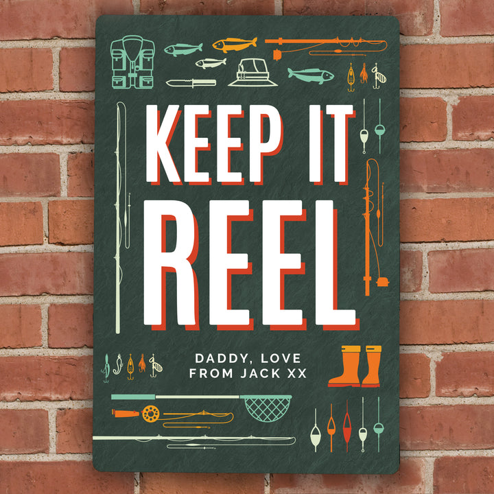 Buy Personalised Keep It Reel Metal Sign at www.giftsfinder.co.uk