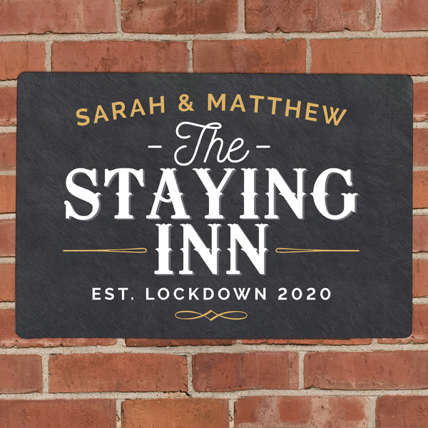 Personalised Staying Inn Metal Sign - part of the Personalised House Signs & Plaques collection