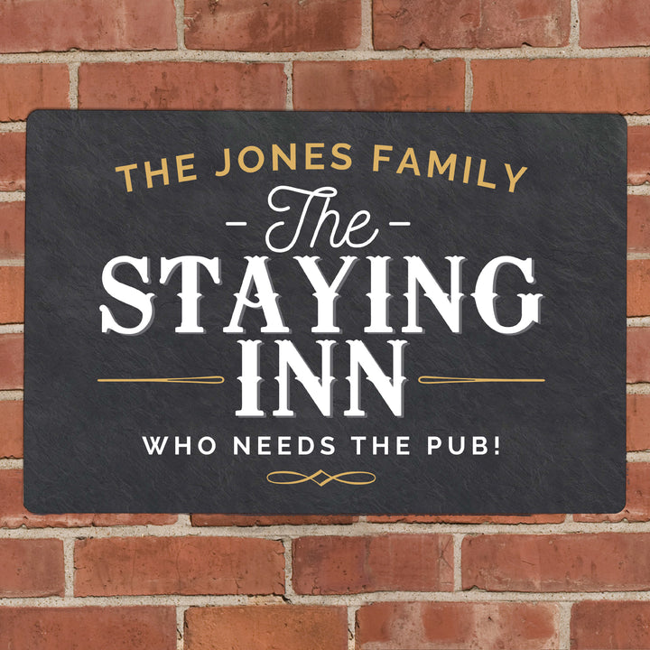 Buy Personalised Staying Inn Metal Sign at www.giftsfinder.co.uk