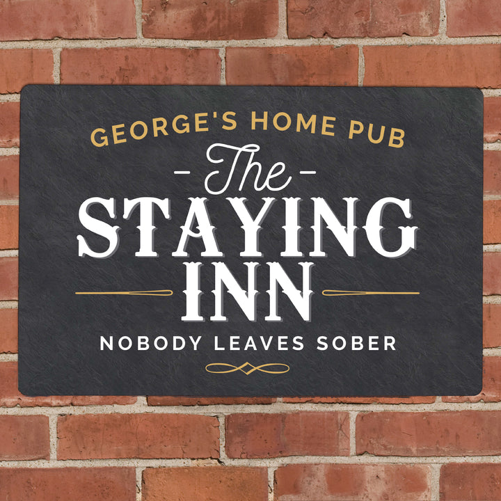 Buy Personalised Staying Inn Metal Sign at www.giftsfinder.co.uk