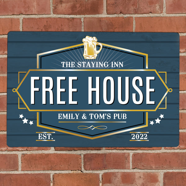 Personalised Free House Blue Metal Sign - part of the Personalised House Signs & Plaques collection