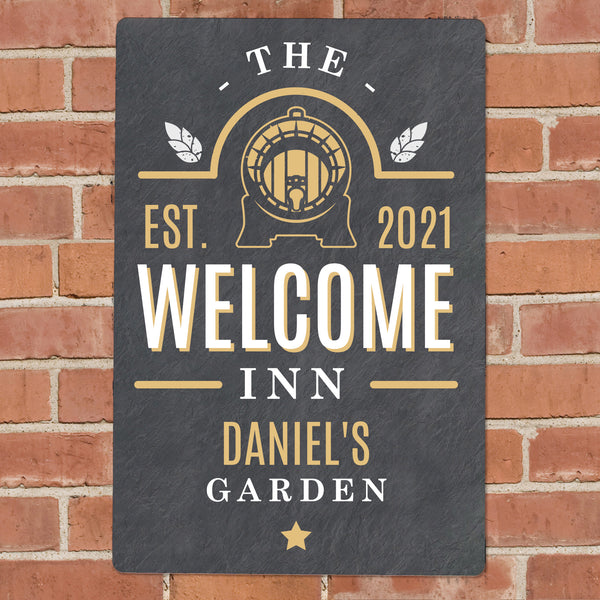 Personalised The Welcome Inn Metal Sign - part of the Personalised House Signs & Plaques collection