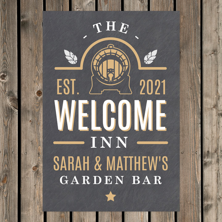 Personalised The Welcome Inn Metal Sign - part of the Gifts Finder Personalised House Signs & Plaques collection