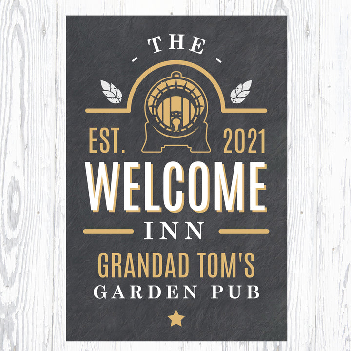 Personalised The Welcome Inn Metal Sign - part of the Gifts Finder Personalised House Signs & Plaques collection