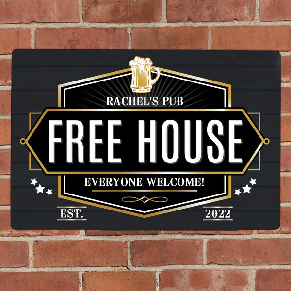 Personalised Free House Black Metal Sign - part of the Personalised House Signs & Plaques collection