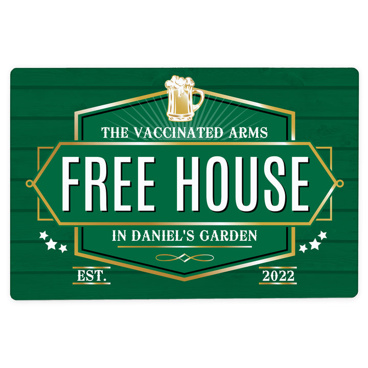 Personalised Free House Green Metal Sign - part of the Gifts Finder Personalised House Signs & Plaques collection