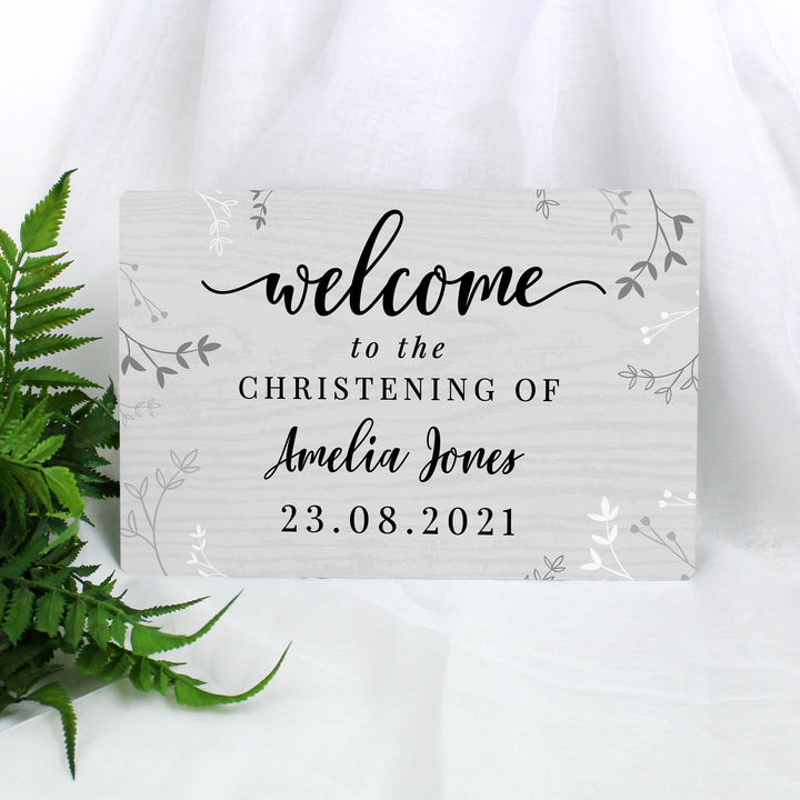 Buy Personalised Welcome Metal Sign at www.giftsfinder.co.uk