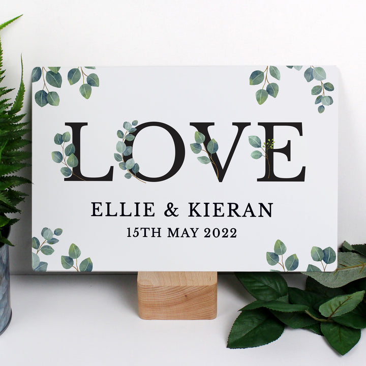 Buy Personalised Botanical LOVE Metal Sign available now at www.giftsfinder.co.uk