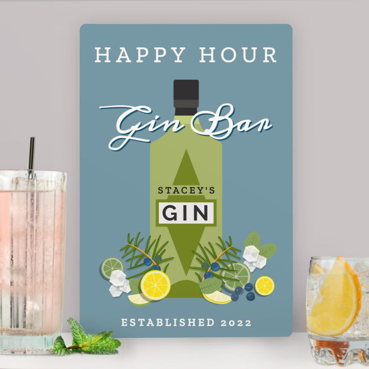 Buy Personalised Gin Bar Metal Sign available now at www.giftsfinder.co.uk