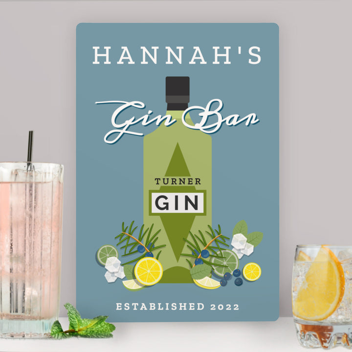 Buy Personalised Gin Bar Metal Sign available now at www.giftsfinder.co.uk