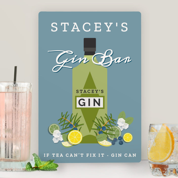 Buy Personalised Gin Bar Metal Sign available now at www.giftsfinder.co.uk