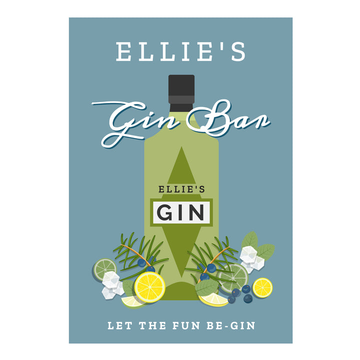 Buy Personalised Gin Bar Metal Sign available now at www.giftsfinder.co.uk