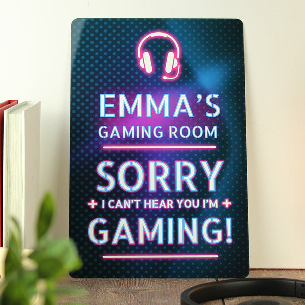 Buy Personalised Gamer Warning Metal Sign available now at www.giftsfinder.co.uk