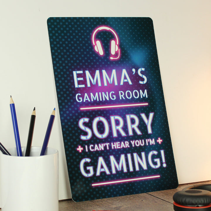 Buy Personalised Gamer Warning Metal Sign available now at www.giftsfinder.co.uk