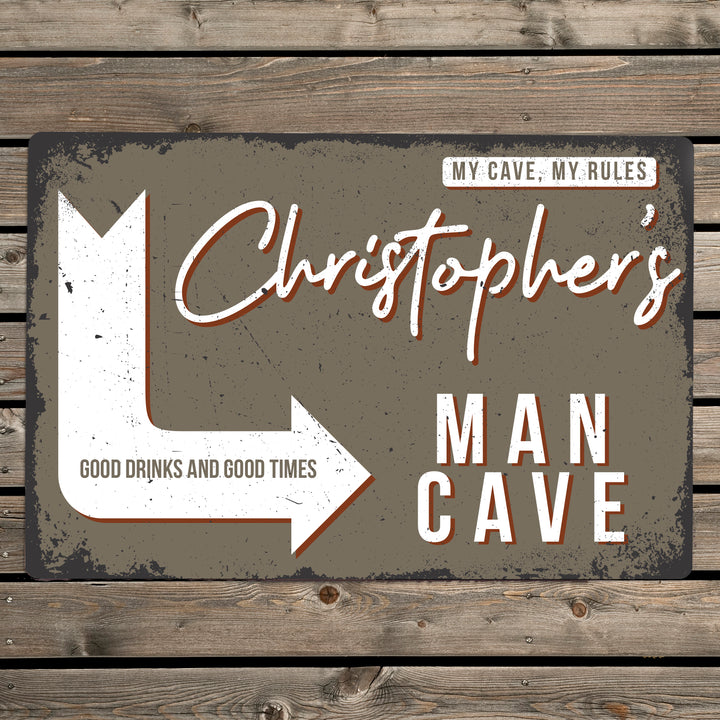 Buy Personalised Man Cave Metal Sign - Father's Day gift available now at www.giftsfinder.co.uk